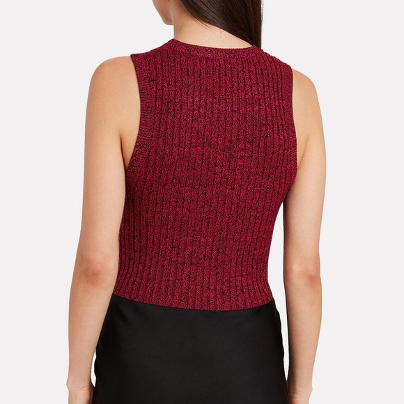 ALC Marie Crew Neck Sleeveless Red Cropped Knit Top Tank Small EUC  $87 - Picture 3 of 9